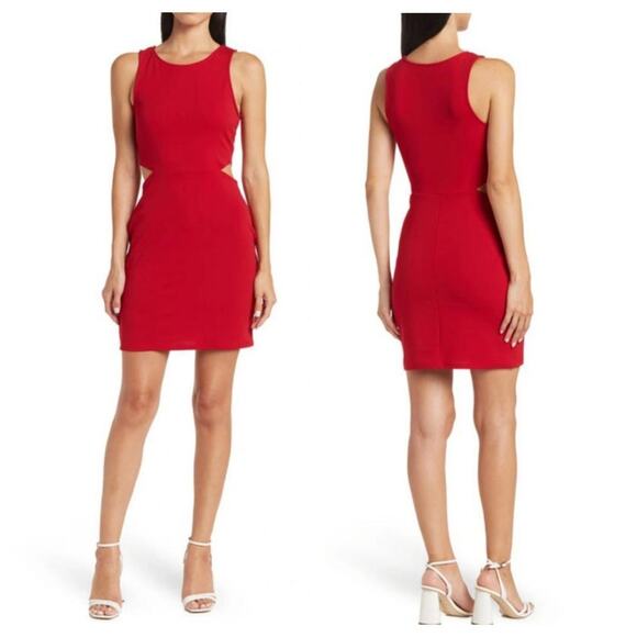 New Jump Apparel Women's Junior Size Medium Cutout Crepe Mini Dress in Red - Picture 1 of 8